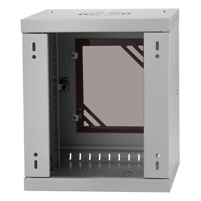 Armadio rack 10" 6U, 300mm, porta in vetro, grigio