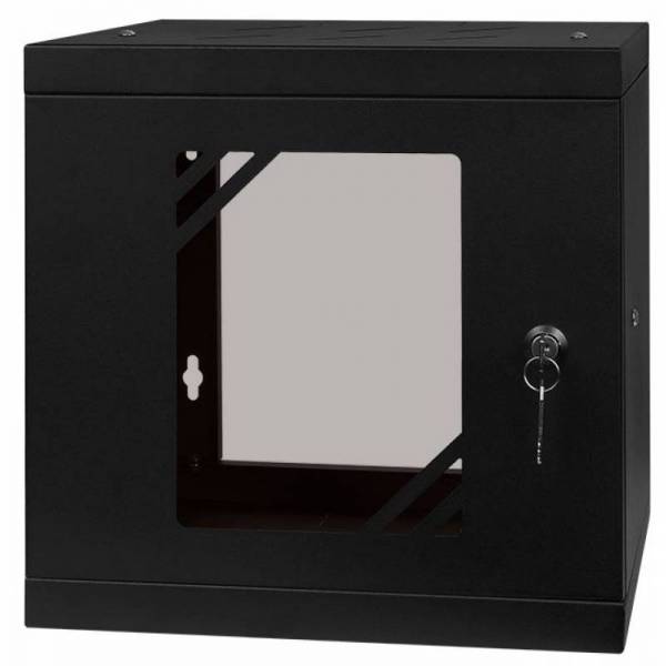 Armadio rack 10" 6U, 300mm, porta in vetro, nero