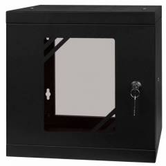 Armadio rack 10" 6U, 300mm, porta in vetro, nero