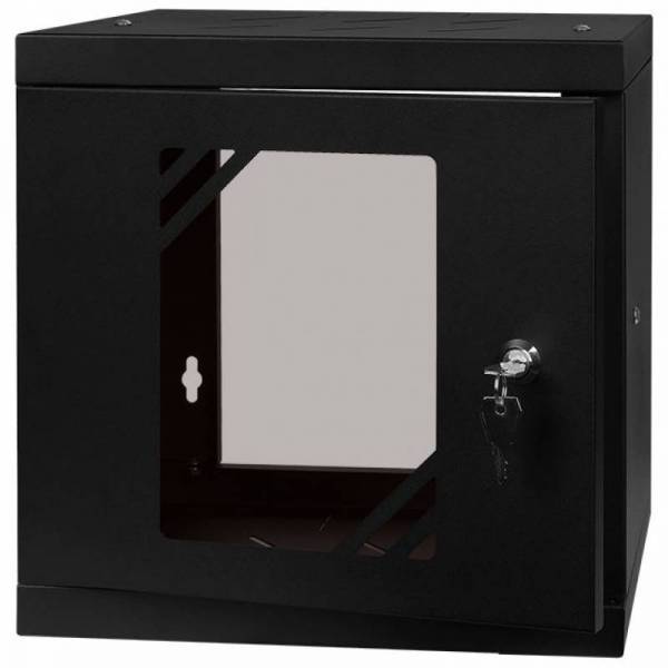 Armadio rack 10" 6U, 300mm, porta in vetro, nero