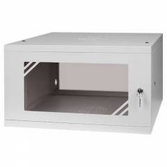 Armadio rack 19" 6U, 450mm, porta in vetro, grigio