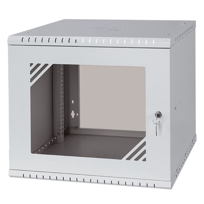 Armadio rack 19" 9U, 450mm, porta in vetro, grigio
