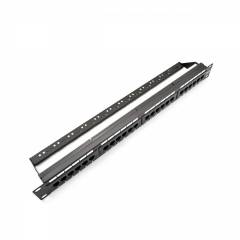 Pannello patch Cat5e UTP 24-Port RJ-45 19" 1U Nero
