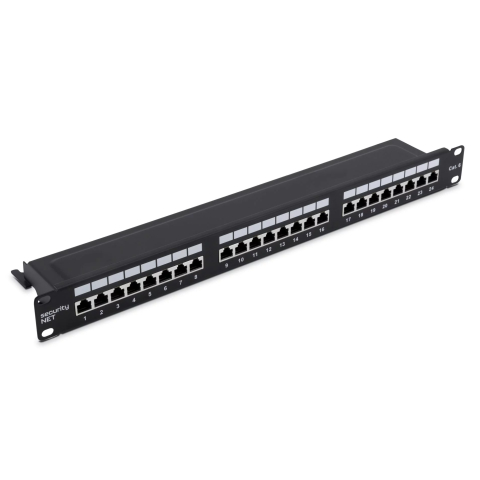 Patch Panel Cat6 UTP 24-Port RJ-45 19" 1U con ripiano