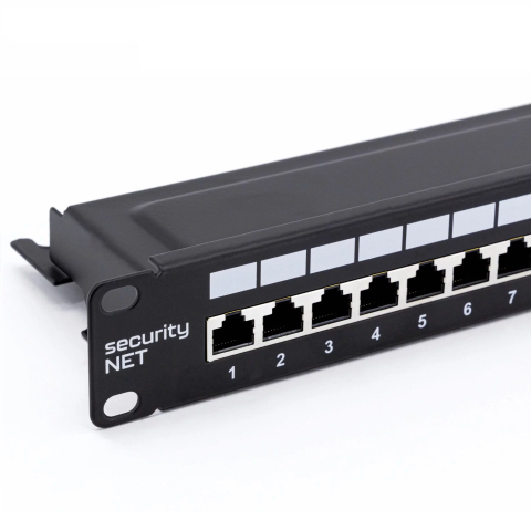 Patch Panel Cat6 UTP 24-Port RJ-45 19" 1U con ripiano