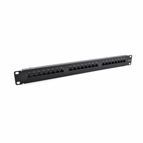 Patch Panel Cat6 UTP 24-Port RJ-45 19" 1U con ripiano