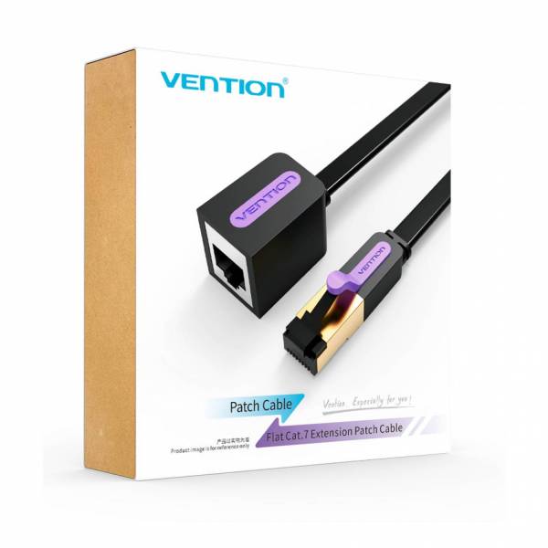 Cavo patch piatto di estensione Cat7 2m nero