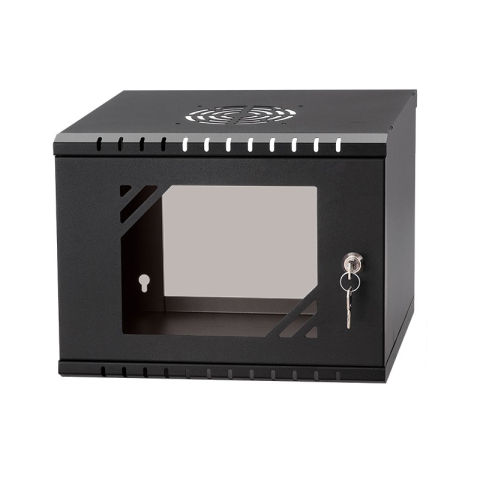 Armadio rack 10" 4U, 300mm, porta in vetro, nero