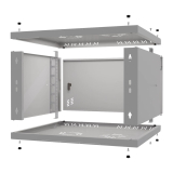 Armadio rack 19" 6U, 450mm, Porta in metallo, grigio