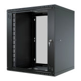 Armadio rack 19" 12U, 450mm, porta in vetro, nero