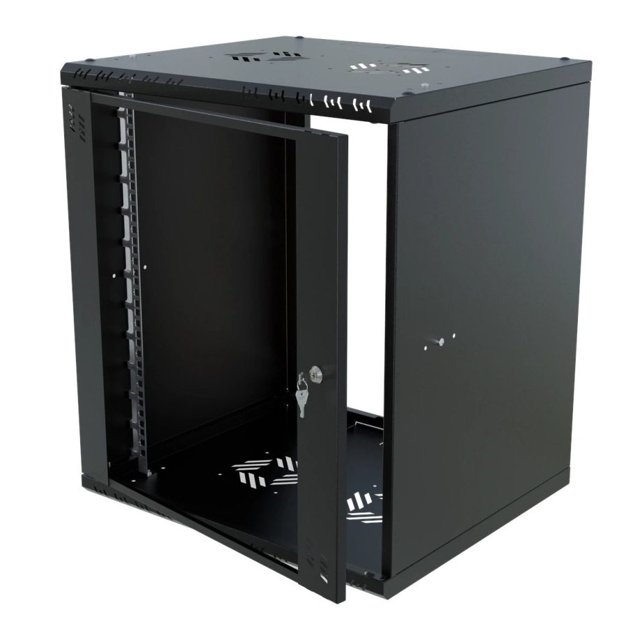 Armadio rack 19" 12U, 450mm, porta in vetro, nero