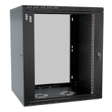 Armadio rack 19" 12U, 450mm, porta in vetro, nero