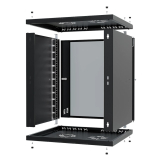 Armadio rack 19" 12U, 450mm, porta in vetro, nero