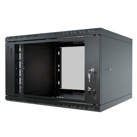 Armadio rack 19" 6U, 450mm, porta in vetro, nero