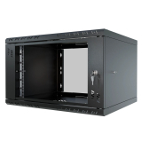 Armadio rack 19" 6U, 450mm, porta in vetro, nero
