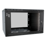 Armadio rack 19" 6U, 450mm, porta in vetro, nero
