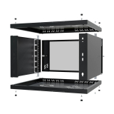 Armadio rack 19" 6U, 450mm, porta in vetro, nero