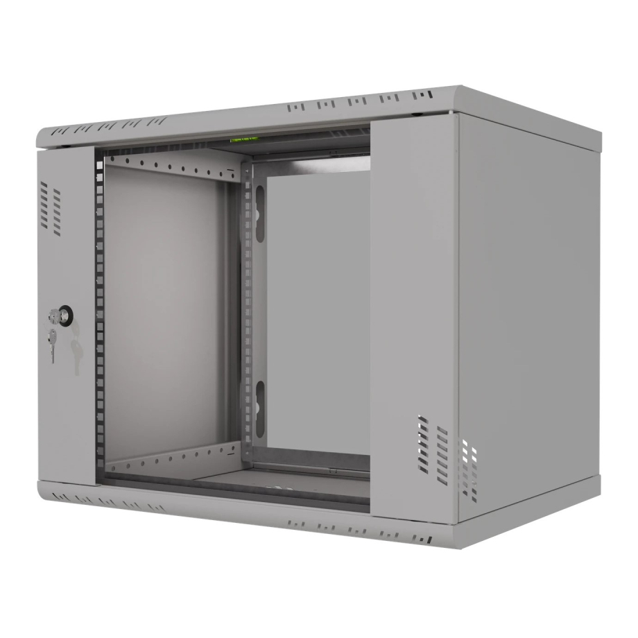 Armadio rack Pro 19" 9U, 450mm, porta in vetro, grigio