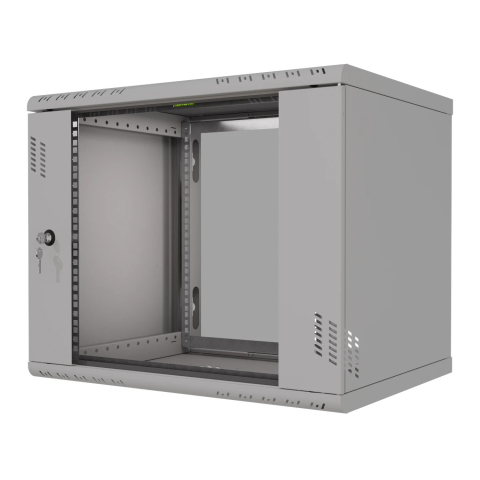 Armadio rack Pro 19" 9U, 450mm, porta in vetro, grigio