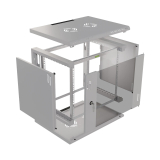 Armadio rack Pro 19" 9U, 450mm, porta in vetro, grigio