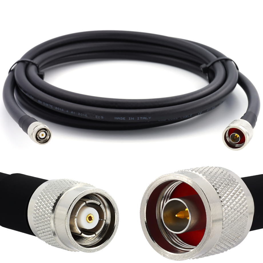 N maschio a RP-TNC maschio 5m Cavo coassiale — elastico HF-400-UF (equivalente a LMR400 UF UltraFlex)