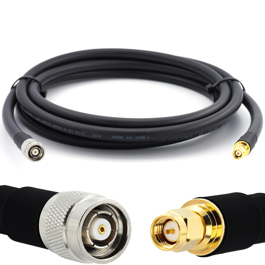 SMA maschio a RP-TNC maschio 20m Cavo coassiale — elastico HF-400-UF (equivalente a LMR400 UF UltraFlex)