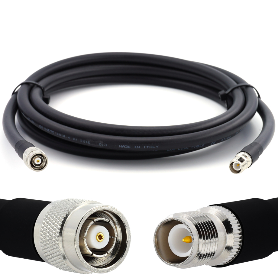 RP-TNC maschio a RP-TNC femmina 20m Cavo coassiale — elastico HF-400-UF (equivalente a LMR400 UF UltraFlex)
