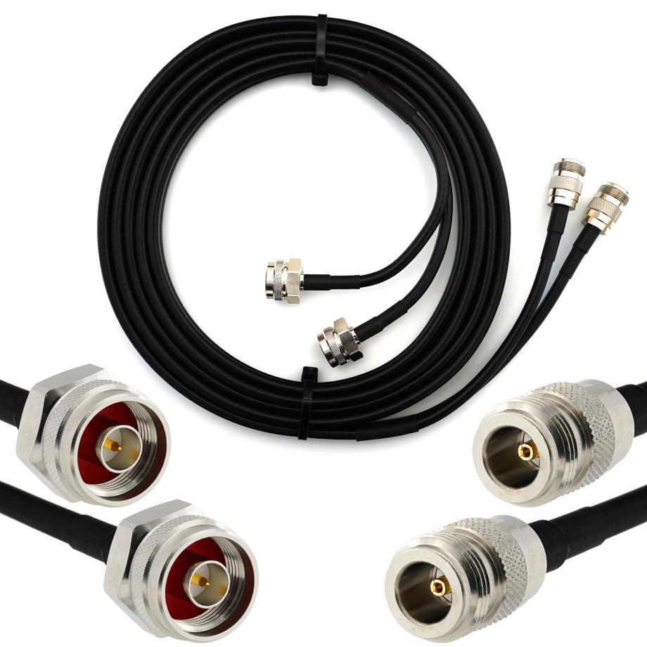 N maschio Hex a N femmina 10m cavo coassiale doppio — HF240 (equivalente a LMR240)