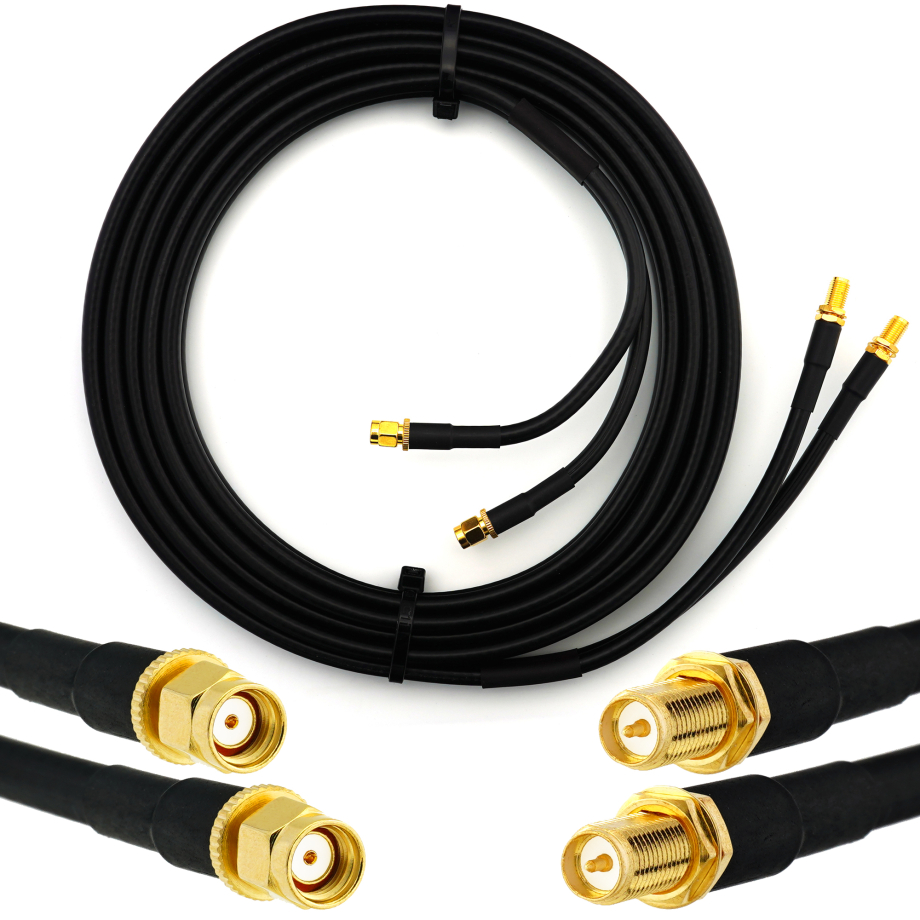 RP-SMA maschio a RP-SMA femmina 3m cavo coassiale doppio — HF240 (equivalente a LMR240)