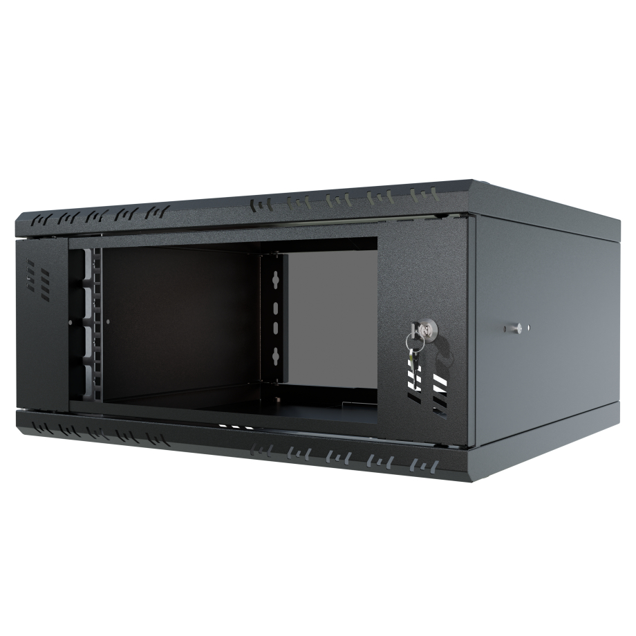 Armadio rack 19" 4U, 450mm, porta in vetro, nero