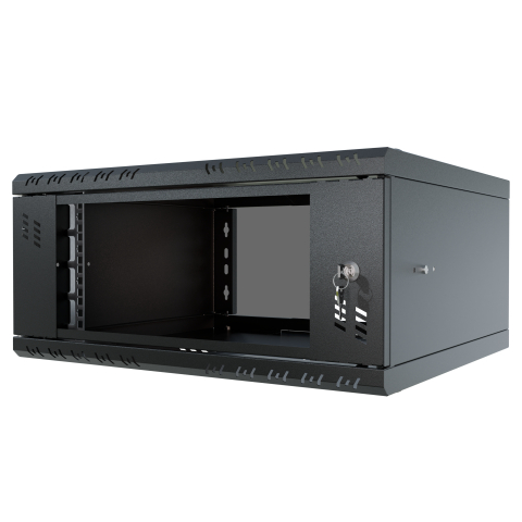 Armadio rack 19" 4U, 450mm, porta in vetro, nero