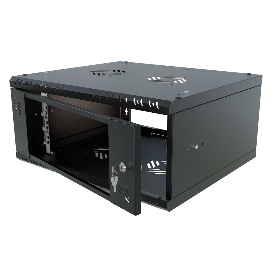 Armadio rack 19" 4U, 450mm, porta in vetro, nero