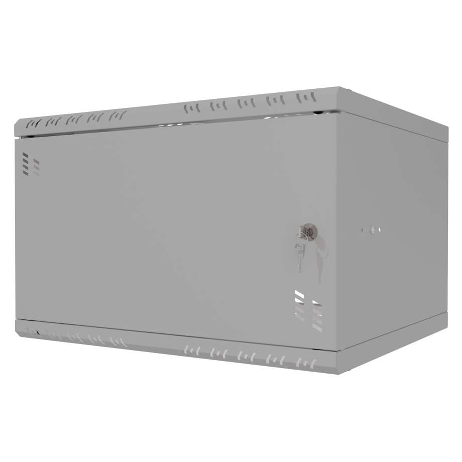 Armadio rack 19" 6U, 450mm, porta in vetro, grigio