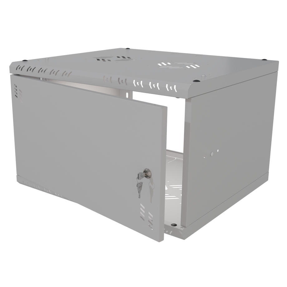 Armadio rack 19" 6U, 450mm, porta in vetro, grigio