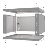 Armadio rack 19" 6U, 450mm, porta in vetro, grigio