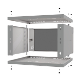 Armadio rack 19" 6U, 450mm, porta in vetro, grigio