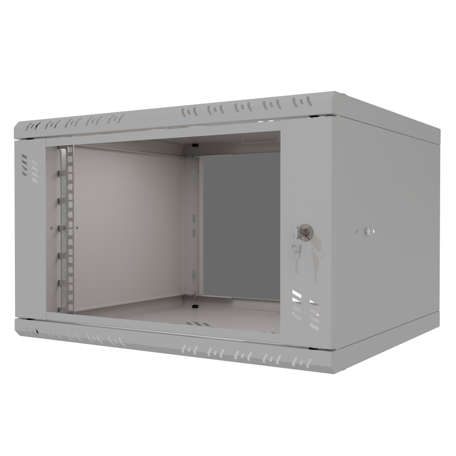 Armadio rack 19" 6U, 450mm, porta in vetro, grigio