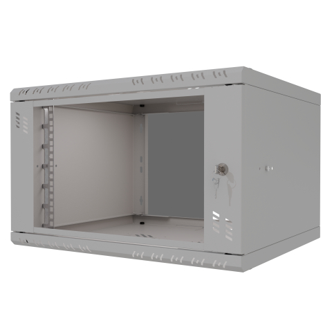 Armadio rack 19" 6U, 450mm, porta in vetro, grigio