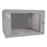 Armadio rack 19" 6U, 450mm, porta in vetro, grigio