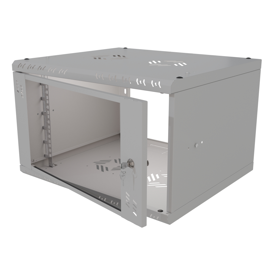 Armadio rack 19" 6U, 450mm, porta in vetro, grigio