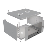 Armadio rack 19" 6U, 450mm, porta in vetro, grigio