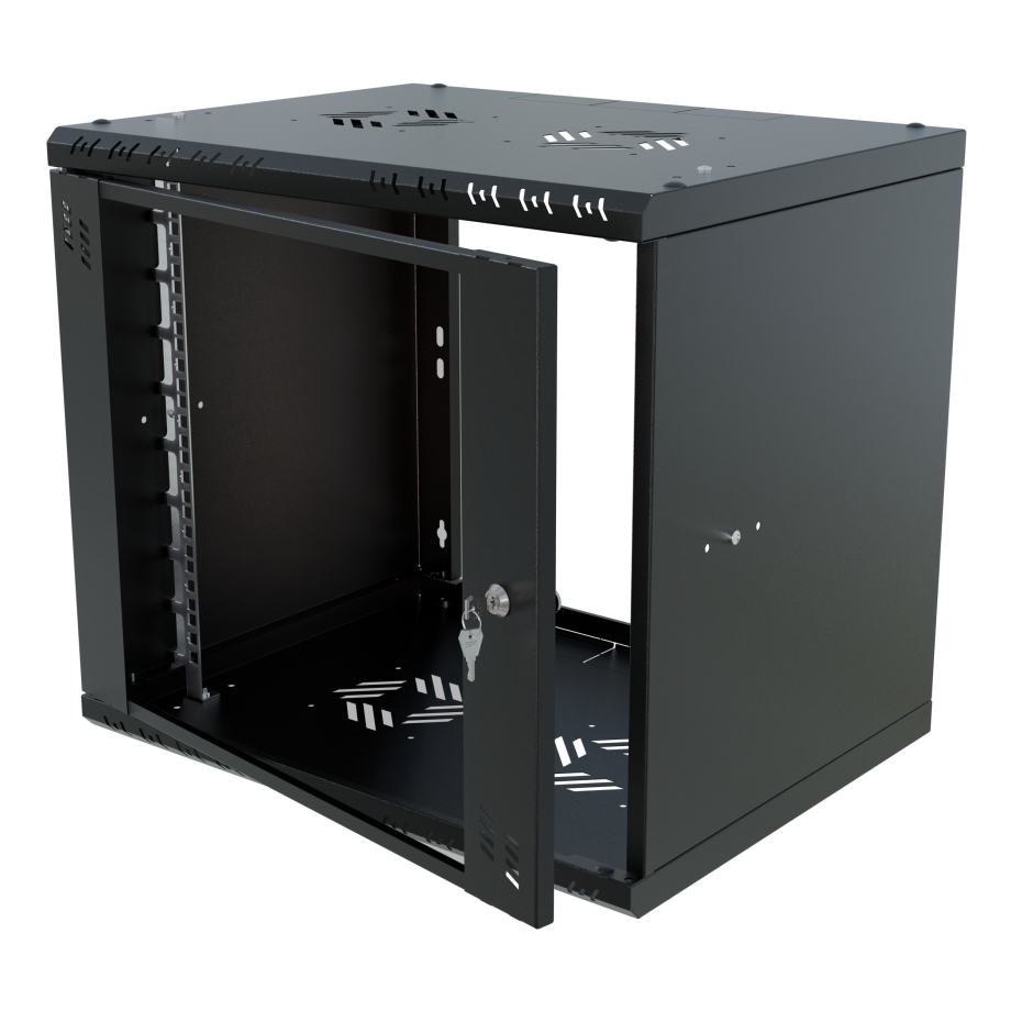 Armadio rack 19" 9U, 450mm, porta in vetro, nero