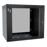 Armadio rack 19" 9U, 450mm, porta in vetro, nero