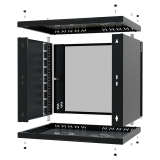 Armadio rack 19" 9U, 450mm, porta in vetro, nero
