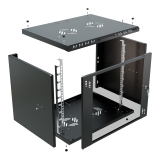 Armadio rack 19" 9U, 450mm, porta in vetro, nero