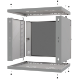 Armadio rack 19" 9U, 450mm, porta in vetro, grigio