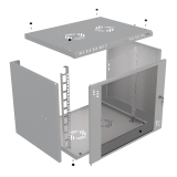 Armadio rack 19" 9U, 450mm, porta in vetro, grigio