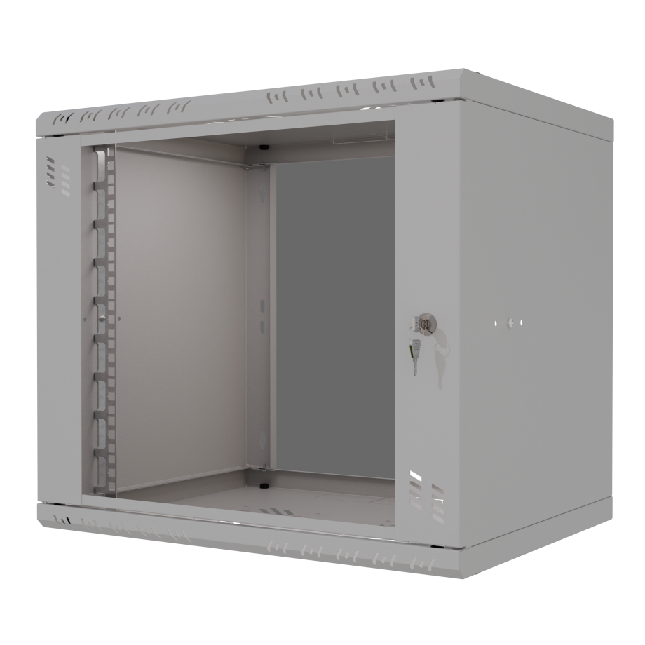Armadio rack 19" 9U, 600mm, porta in vetro, grigio