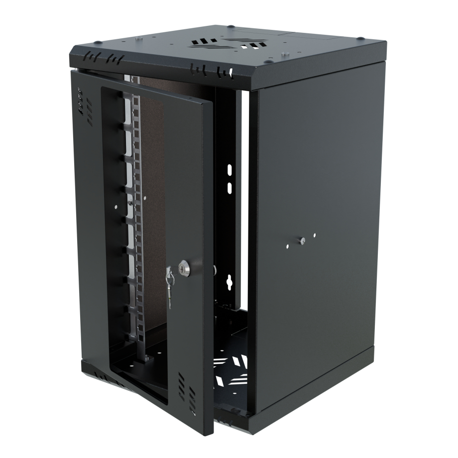 Armadio rack 10" 6U, 300mm, porta in vetro, nero