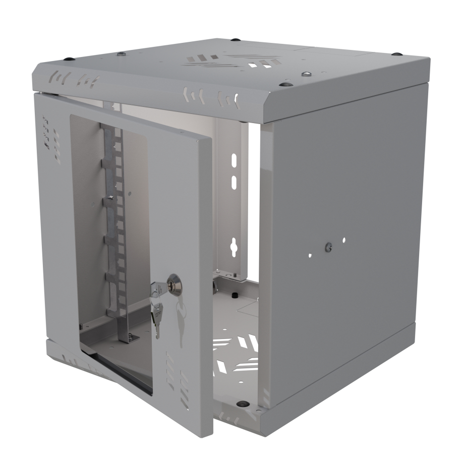 Armadio rack 10" 6U, 300mm, porta in vetro, grigio